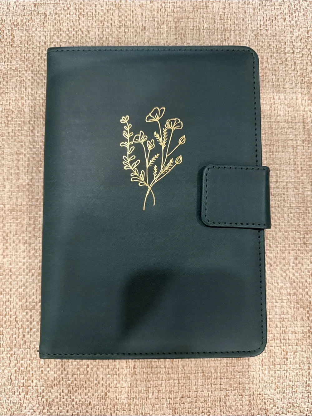 Dark Green Floral Tablet Folio Case with Magnetic Closure